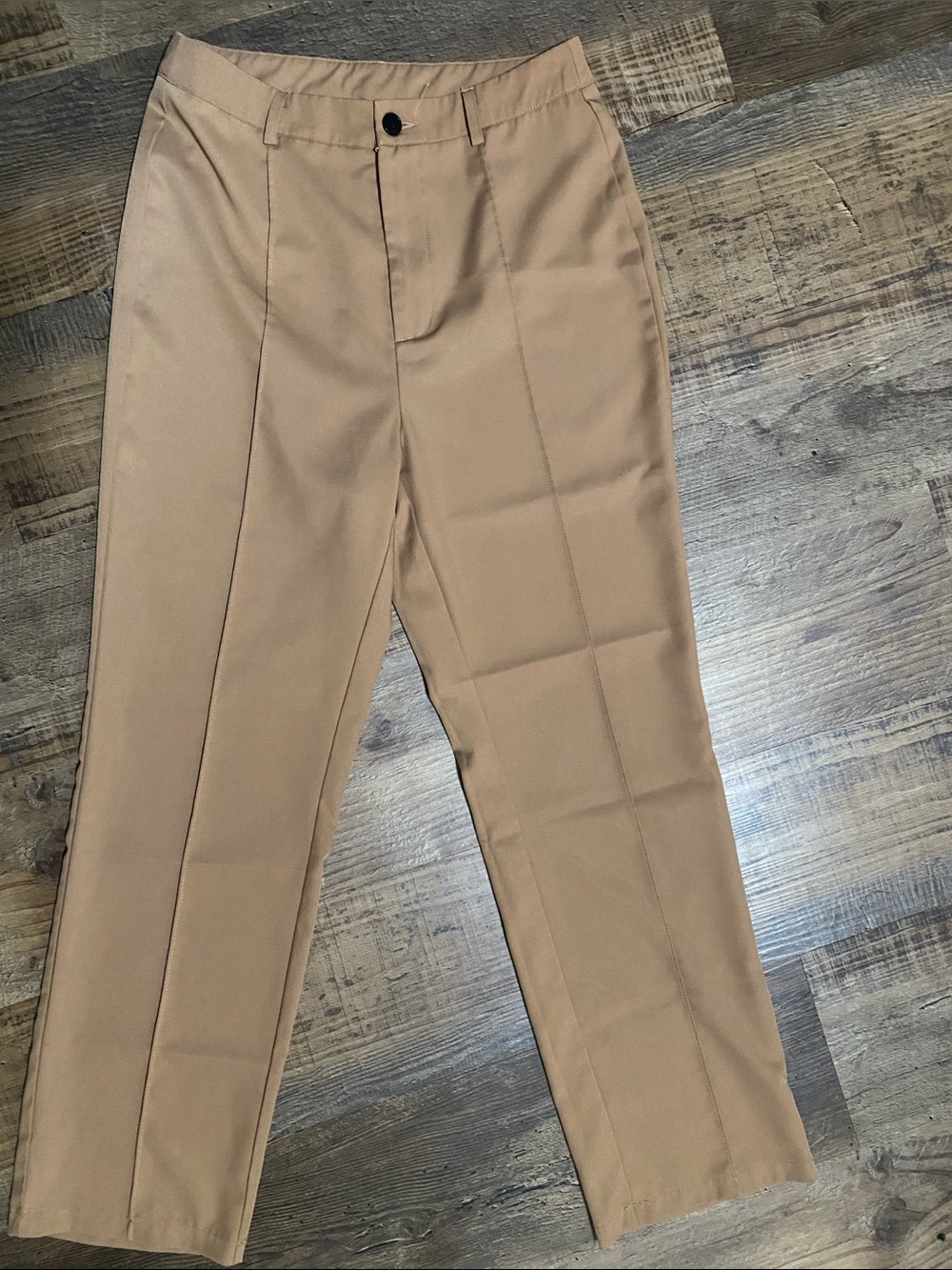 SHEIN Straight Leg Dress Pants in Camel Tan